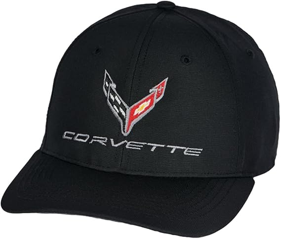 C8 Corvette Performance Hat - Next Generation StayDri Microfiber Cap - Officially Licensed by GM (Black)