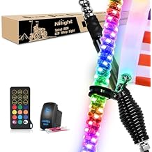 Nilight 2PCS 5FT Spiral RGB Led Whip Light with Spring Base Chasing Light RF Remote Control Lighted Antenna Whips for Can-Am ATV UTV RZR Polaris Dune Buggy Offroad Truck