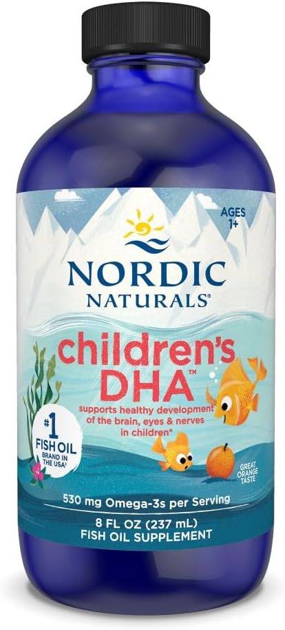 Nordic Naturals Childrens DHA, Orange - 8 oz for Kids - 530 mg Omega-3 with EPA & DHA - Brain Development & Function - Non-GMO - 96 Servings