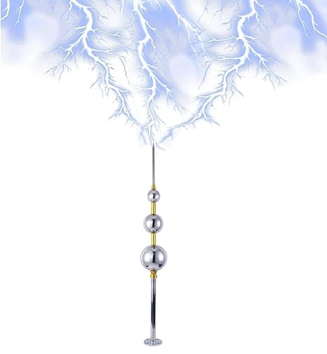 Lightning Rod Kit，Lightning with Ball, Stainless Steel for Household Industrial Roof Outdoor Villa, Arrester (Color : Two Balls, Size 1000mm)(Three Balls,1000mm)