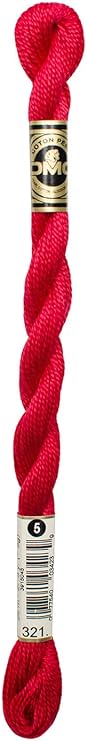 DMC 115 5-321 Pearl Cotton Thread, Red, Size 5