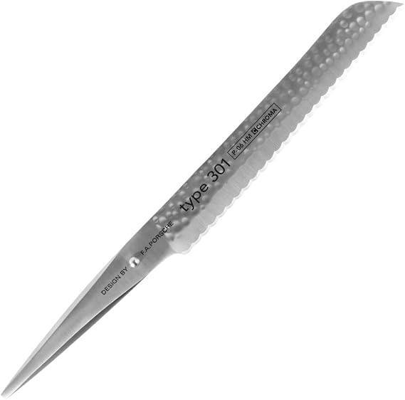 Chroma P06HM 8 1/2" Bread Knife Hammered Finish Kitcen Cutlery, Multicolor