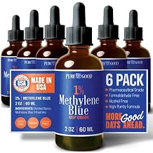 PureGood Methylene Blue 1% Liquid 10 mg per 1 mL Serving 60mL (2.03 fl oz) About 60 Servings per Bottle (6 Pack) Third-Party Tested Amber Glass Bottle