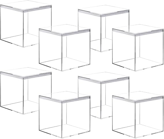 8 Pack Clear Acrylic Plastic Square Cube Small Acrylic Box with Lid Storage Mini Boxes Square Display Box Organizer Containers for Candy Jewelry Display, 5.5 * 5.5 * 5.5cm
