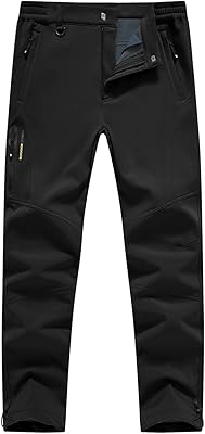 YSENTO Mens Fleece Lined Snow Ski Pants Waterproof Softshell Insulated Winter Cargo Hiking Camping Pants