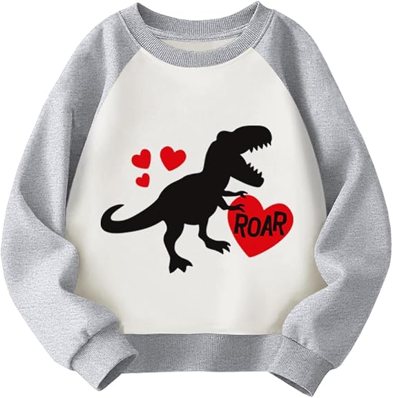 Kids Valentines Day Sweatshirts Boys Girls Valentine's Monster Truck Heart Graphic Shirt Toddler Long Sleeve Outfit Tops