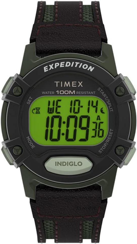 Timex Men's Expedition 41 mm Watch - Black Resin Two- Piece Digital Dial Green Case