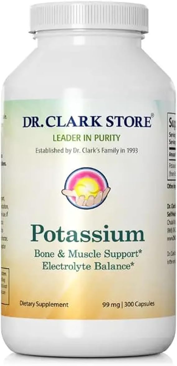 Dr. Clark Store Potassium 99mg, 300 Capsules, Supports Heart Health & Promotes Healthy Kidneys