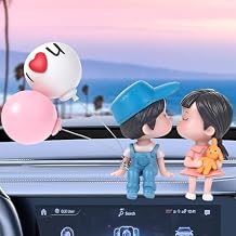 Cute Dashboard Decorations,Lovely Couple Kiss Dashboard Accessories,Car Dashboard Decorations,Cute Cartoon Couples Figure Figurines Balloon Car Ornaments,Resin Car Decoration for Couples Gifts
