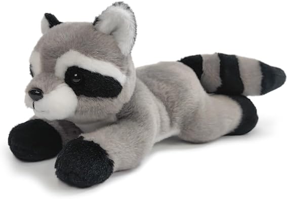 Raccoon Stuffed Animal for Kids,8 inch Realistic Animal Plush Toy Lying Down Posture Animals,Plush for Boys Girls Adult Birthday Hug Teaching(S-Raccoon)