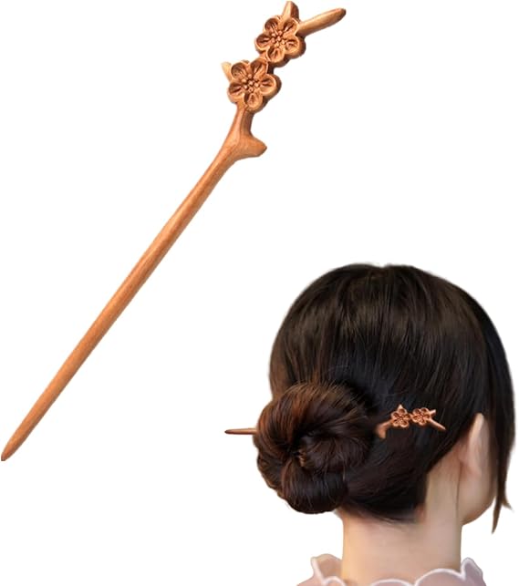 Peach Wooden Hair Sticks, 1 Pack | Chinese Vintage Hairpin, Chopsticks Style, For Women, DIY Accessories