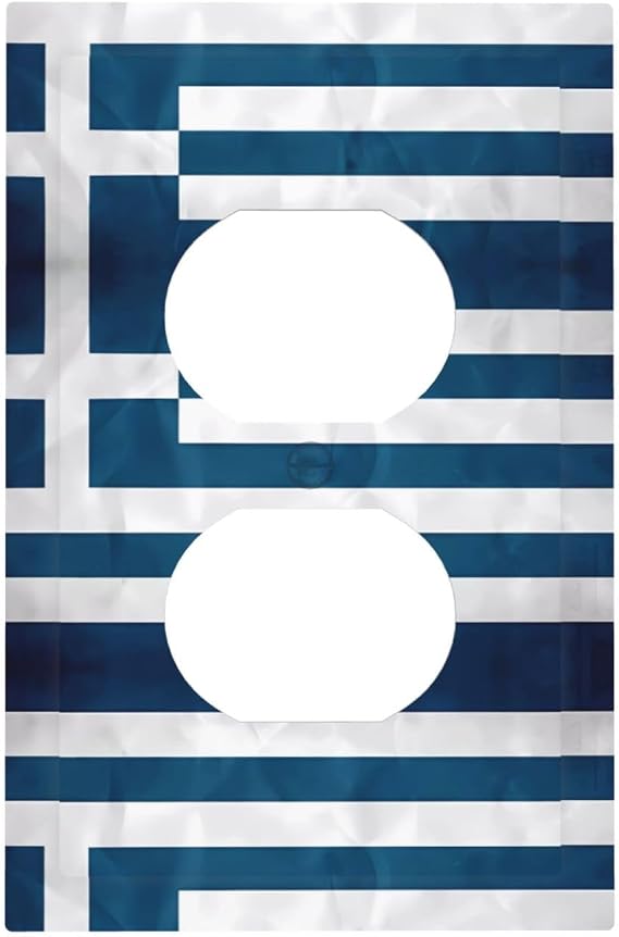 Light Switch Socket Outlet Covers, Decorative Wall Plates, Greek Flag Electrical Faceplate for Bedroom Bathroom Home Decor