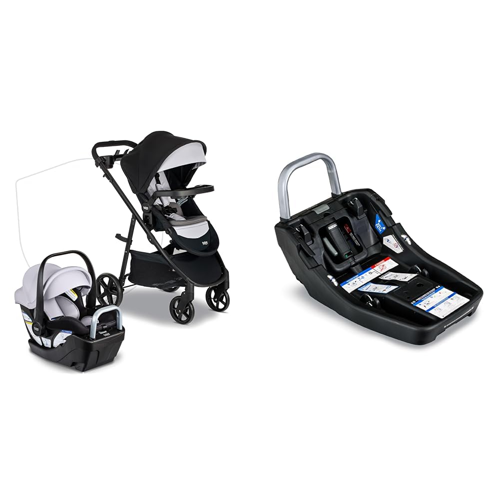 Britax Willow Brook S Baby Travel System, Infant Car Seat and Stroller Combo & Alpine™ Infant Car Seat Base with ClickTight