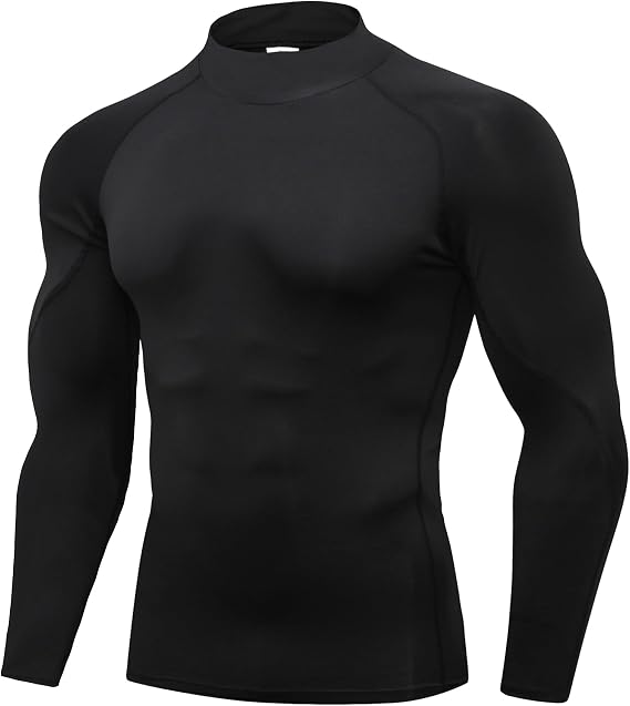 Yuerlian Compression Tops for Men Long Sleeve Running Mock Turtleneck Shirt