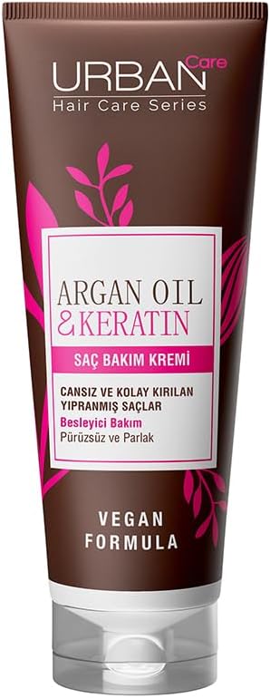 URBAN Care Argan Yağı & Keratin Kolay Kırılan Yıpranmış Saçlara Özel Saç Bakım Kremi 250ml- Vegan