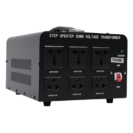 Voltage Converter Transformer 5000W (110V to 230V, 230V to 110V), Power Converter VTUS-5000VAliu, Step Up/Step Down Voltage Transformer Converter, Circuit Breaker Protection (VTUS-5000VAliu)