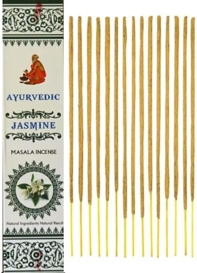 Ayurvedic Natural STICK Incense || 20 different AROMAS and SCENES || PALO SANTO, WHITE SAGE (Pastry), NAG CHAMPA, SANDAL, LAVENDER, YOGA,.. (Jasmin (Jasmine))