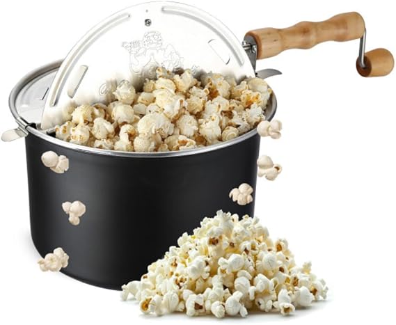 Great Northern Popcorn Stovetop Popcorn Maker, Black, 6.5 Quart
