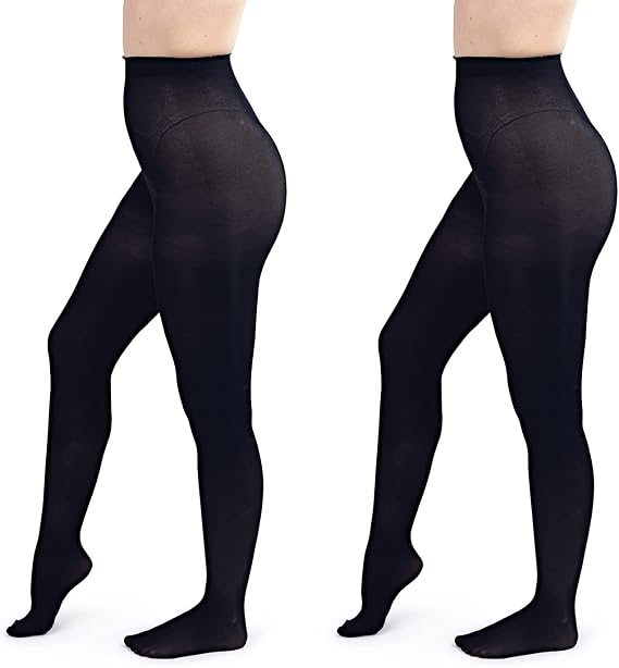 Silky Toes Women's 60D Soft Opaque Tights 1 or 2 Pairs -Black White And Colored Stockings for Women (Black, C)