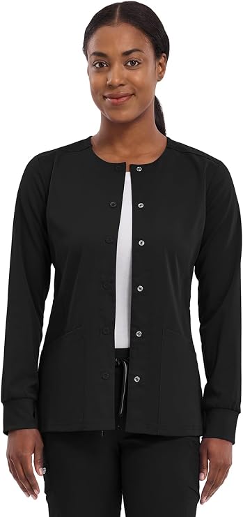 Healing Hands Purple Label Scrub Jacket for Women Snap Front 2-Way Stretch