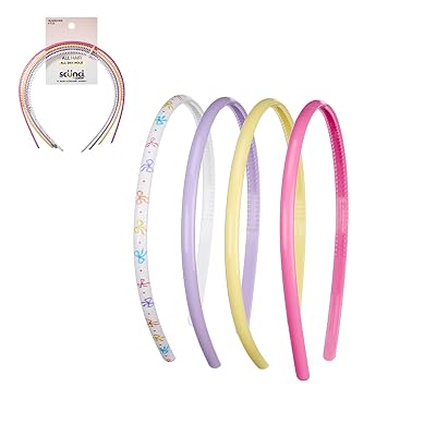 CONAIR Scunci Effortless Beauty Skinny headband -plastic Headbands for Women - hair accessories for women - trendy girl gifts - Assorted Pastel - 4 Count