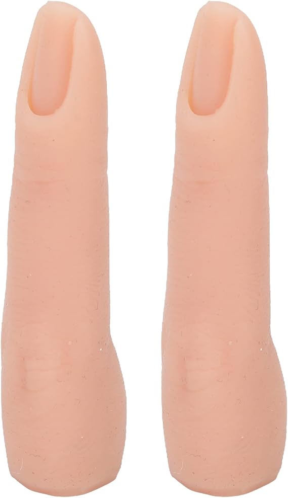 2PCS Silicone Fingers for Nail Practice, Flexible Bendable Nail Finger Practice Model Nail Art Practice Training Display Fake Finger for Nail Art Jewelry Ring Display (Light Color)