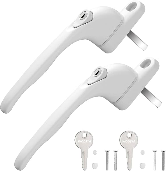 2PCS UPVC Window Handle Lockable with Key White 43mm