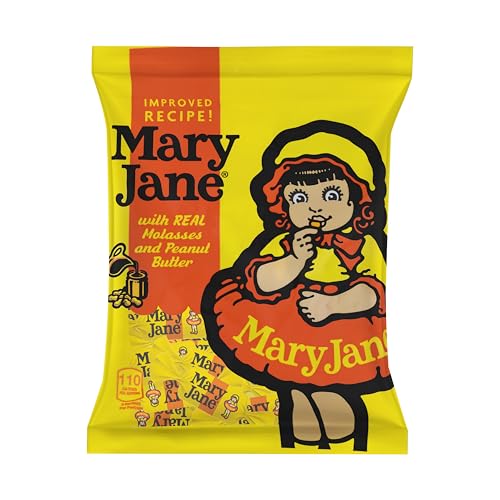 Atkinsons Mary Jane - Chewy Molasses and Peanut Butter Candy - Gluten Free, Kosher, Vegan - Bite Size Candy - 3 oz. Peg Bag