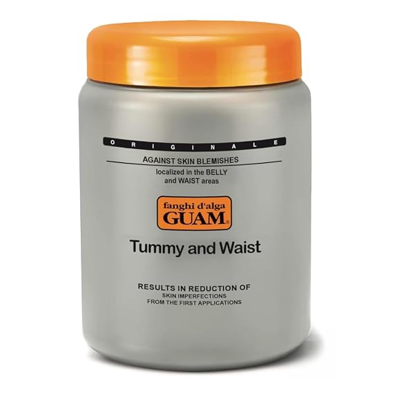 GUAM Tummy and Waist Seaweed Body Wrap - Stomach Skin Tightening Mud Mask & Anti Cellulite Slimming Wrap - Belly Firming Detox Body Wrap for Loose Skin - Intensive Thermal Treatment (2.2 lb)