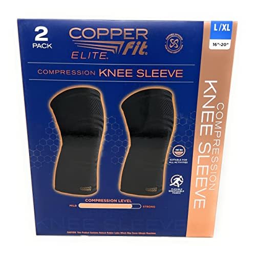 Copperfit Elite Knee Support Knee Sleeve for Joint Pain and Arthritis Relief LXL - 2 Pack