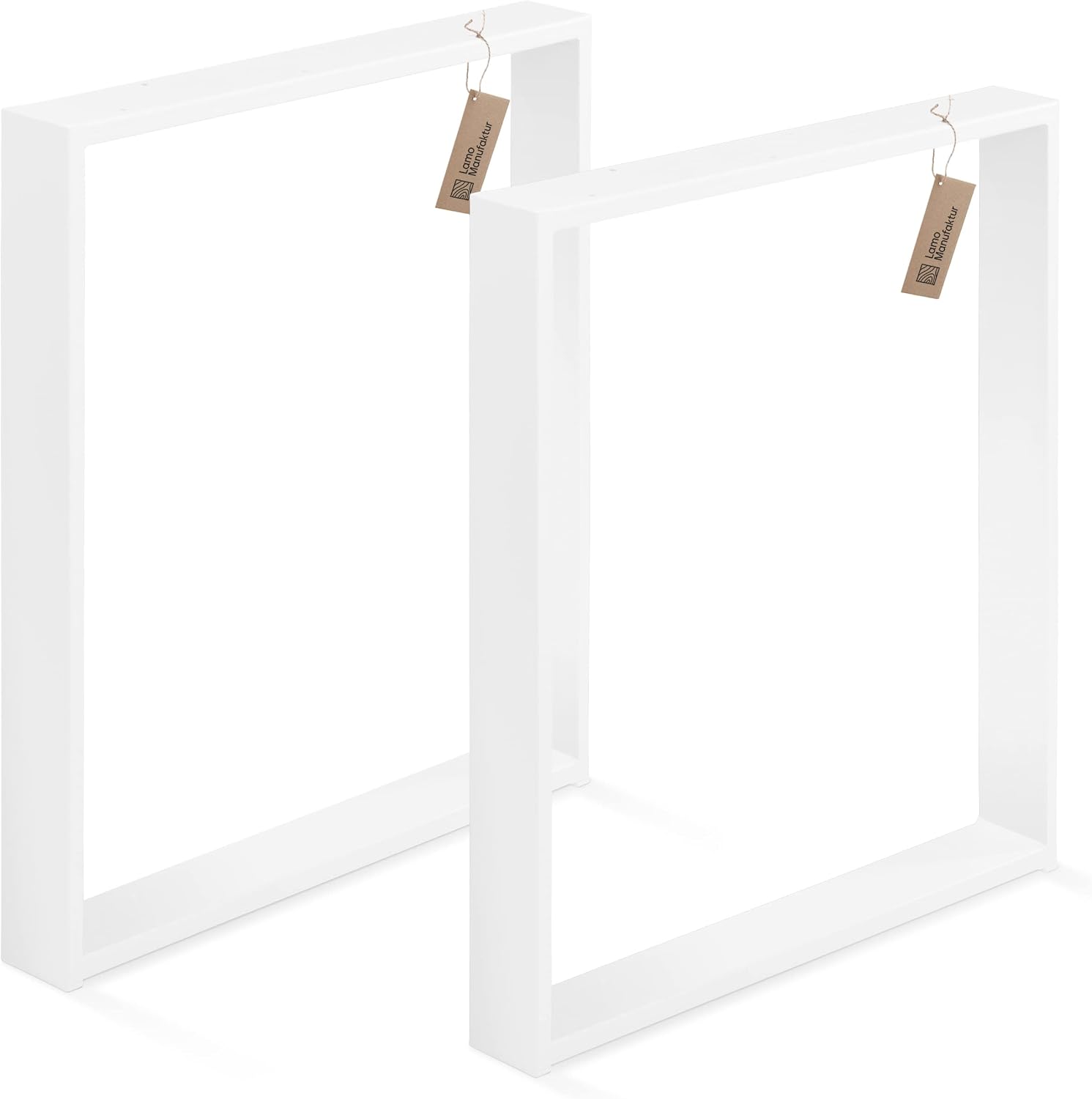 LAMO Manufaktur Tischbeine für Schreibtisch Esstisch Simple Light Vierkantprofil 60x20 mm Tischgestell 100x72 cm (BxH) Weiß 2 Stück LTS-01-E-HH-9016