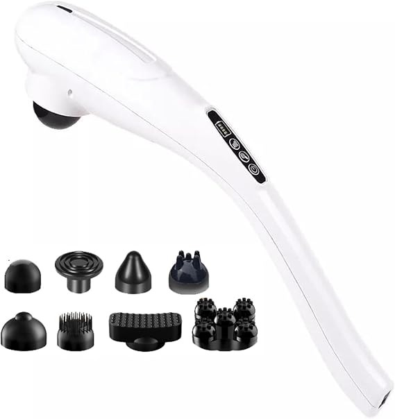 Handheld Wireless Electric Massager,Body Massager with deep Tissue Vibration,Adjustable Intensity,10 Speeds and 12 Modes,Heated Muscle Massager for Back,Neck,Shoulders,Legs