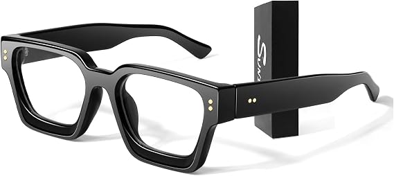 Sunier Oversized Thick Square Fake Clear Lens Glasses Women Men 100% UV400