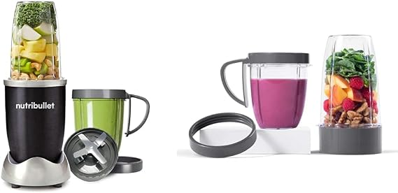 NUTRiBULLET NB-101S - Nutrient Extractor High Speed Blender - 600W 8 Piece Set - Black + NutriBullet Deluxe Upgrade Kit (As Seen on High Street TV), Packaging may vary