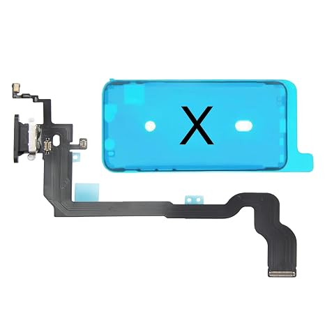 EFAITHFIX for iPhone X Charging Port Replacement Dock Connector Flex Cable Compatible with iPhone X 5.8 inch OEM Microphone Vibrating Motor Buckle Replace for A1865, A1901, A1902 Black