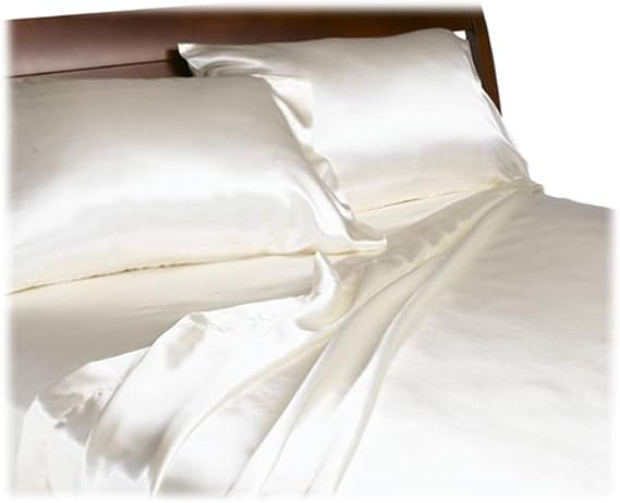 Royal Opulance Luxurious Satin Queen Sheet Set,Ivory
