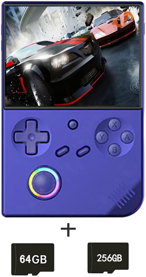 ANBERNIC RG40XXV Portable Game Console, Linux System, 4.0 Inch Retro Game Console, WIFI/Bluetooth 4.2, Japanese Compatible, RGB Joystick, 3200mAh, 256GB, Blue