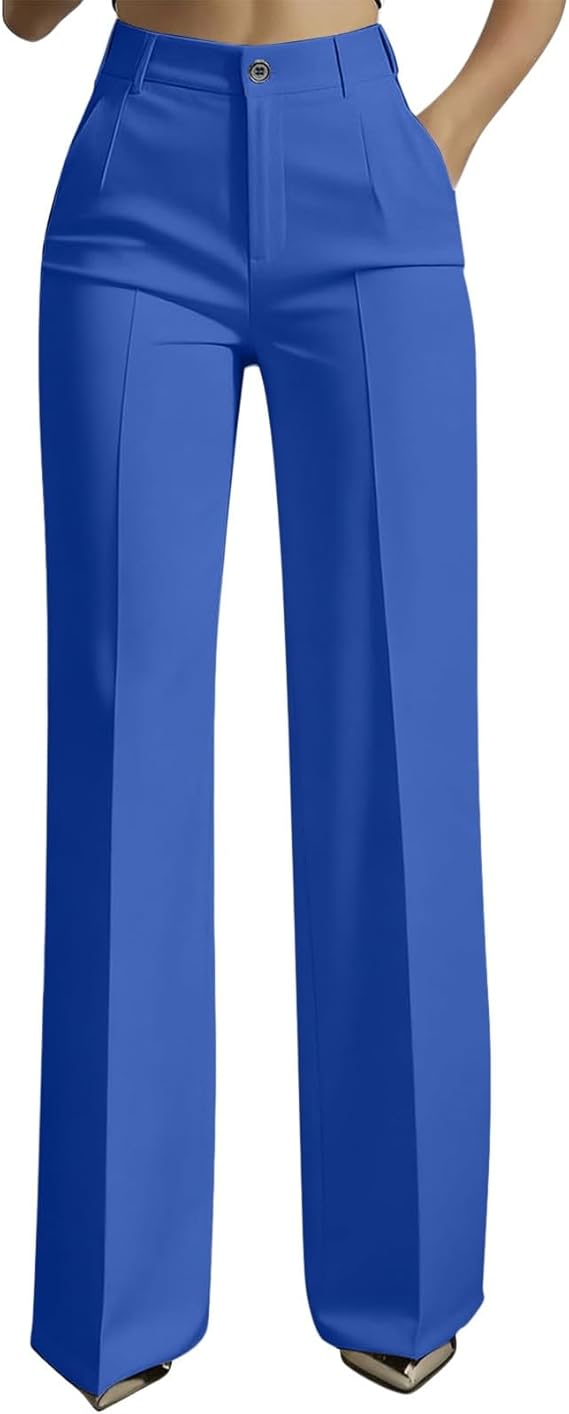 Women's High Waisted Wide Leg Dress Pants Office Business Casual Work Trousers Flowy Work Palazzo Pants 2026