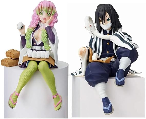 2 Stück Figuren Kanroji Mitsuri Iguro Obanai Nudelstopper Figur Kimetsu No Yaiba PVC Anime Charakter Modell Statue Ornamente Sammlung Geschenke