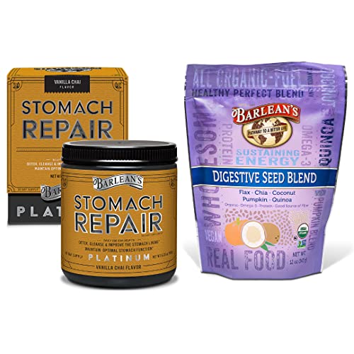 Barleans Healthy Digestion Bundle, Stomach Repair Gut Health Powder and Organic Digestive Seed Blend Fiber Supplement