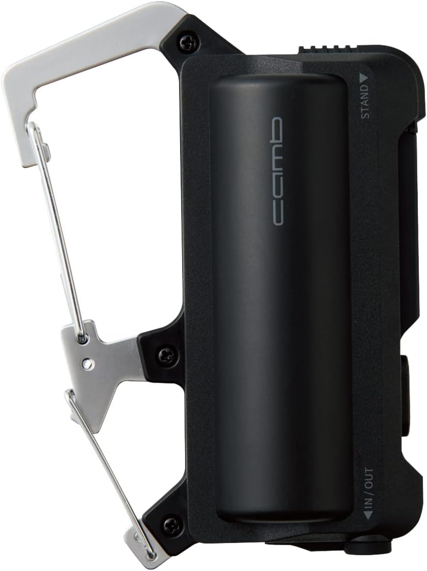 Elecom Mobile Battery with Integrated Carabiner 5000mAh 12W Type-C 1 Port Waterproof Dustproof IP44 Simple Smartphone Stand Cable Holder Carry-on Approved Wearable with Carabiner Black DE-C35L