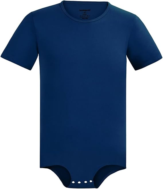 Landofgenie Mens Short Sleeve Onesie Solid Basic Bodysuit Pajama