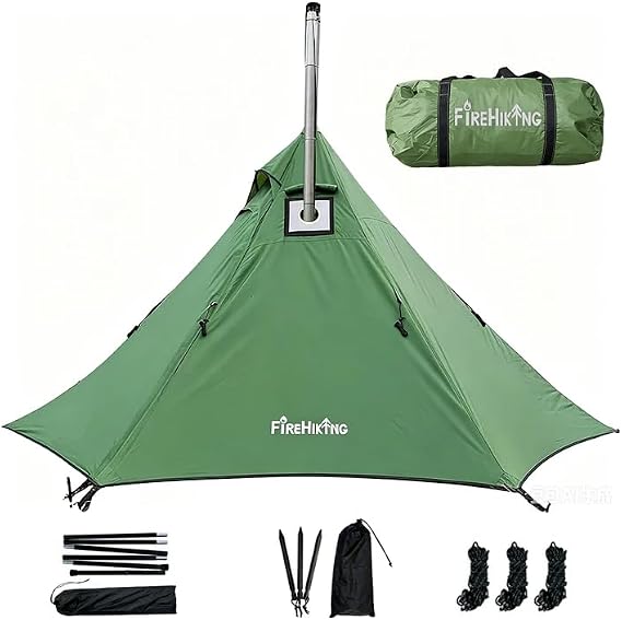 Hot Camping Tent - Ultralight Tepee With Stove Jack for 1-2 Adults