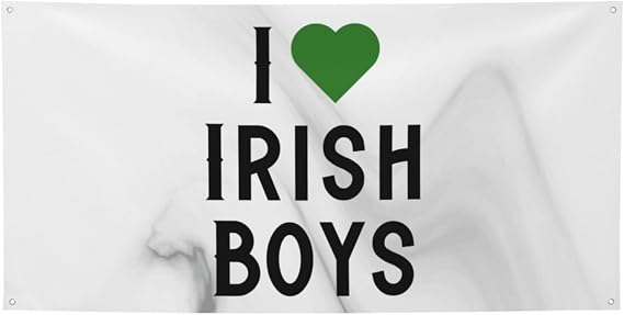 24" X 47" Banners And Signs I Love Heart Irish Boys Polyester Easy Hang Banner For Parties Birthday Indoor Wall Outdoor Business Office