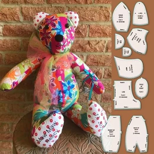 30 Pcs Acrylic Memory Bear Template Ruler Set, Sewing Patterns for Beginners Memory Bear Patterns Templates for Sewing Teddy Bear Quilting templates for Sewing Art Craft