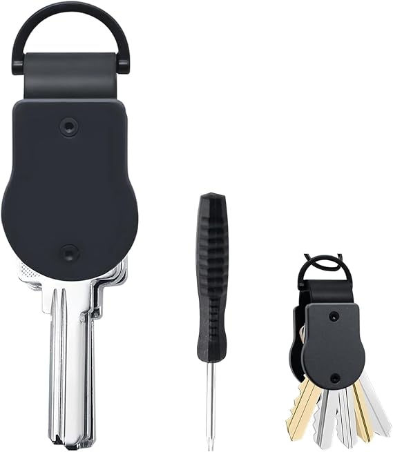 Key Organizer,Key Rings Men, Mental Key Organiser Keyring, Key Holder with Screwdriver, D-ring Keys Keychain Organiser for Carrying Home Car, Office Keys, Non Length Limited, Secures Locking 4–6 Keys