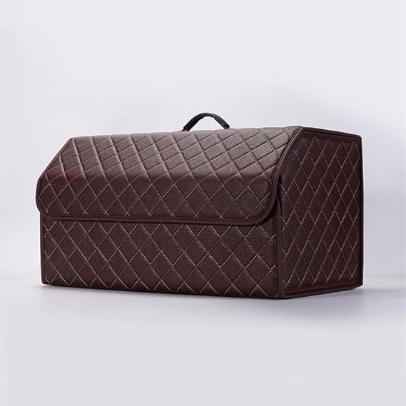 Car Trunk for Ford Edge III II I 3.Gen/2.Gen/1.Gen 2015-2026, Trunk Storage Box Storage Box Watertight Leather with Handle Car Storage Box Folding Storage Box,Coffee-L