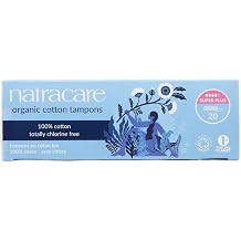 Natracare Organic Cotton Non-applicator Tampons | Super Plus Absorbency Pack of 20 x 1 | Toxin-Free, Plastic-Free