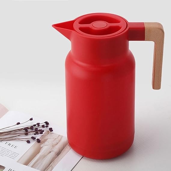 Glass Vacuum Flasks Insulation Thermos 1L Large Household Hot Water Pot Kettle Office Coffee Thermal Warmer Bottles Double Wall. (Color : Black)