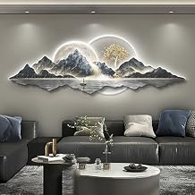 Large 3D Wall Art Decor - Handmade Wall Sculpture with LED Light, Traditional Chinese Pine Wall Hanging Painting for Home Decor